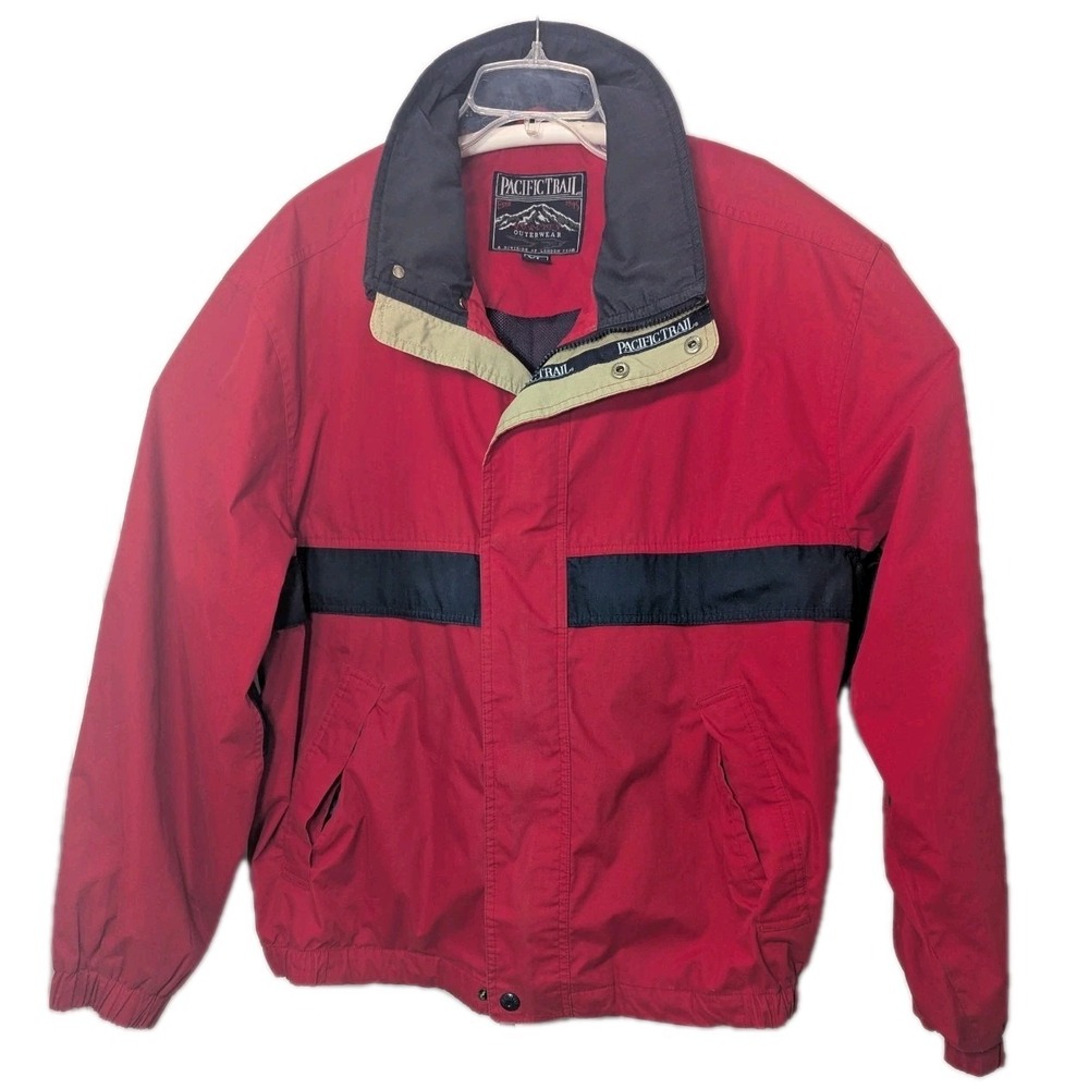 Vintage 90s Pacific Trail Colorblock Windbreaker Outdoor Hiking Men VTG XL red